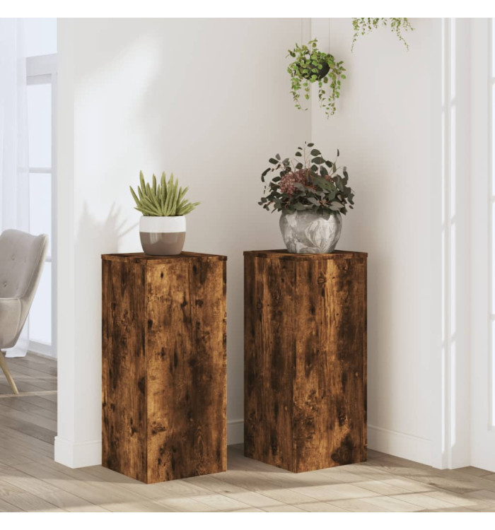 Supports pour plantes 2 pcs chêne fumé bois d'ingénierie | Mobilier & Déco