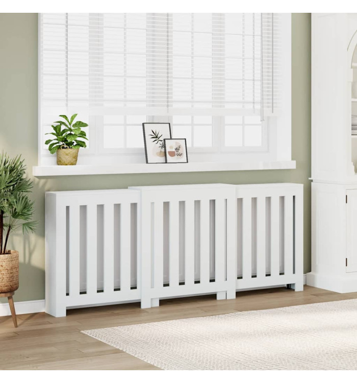 Cache-radiateur blanc 205x21,5x83,5 cm bois d'ingénierie | Mobilier & Déco