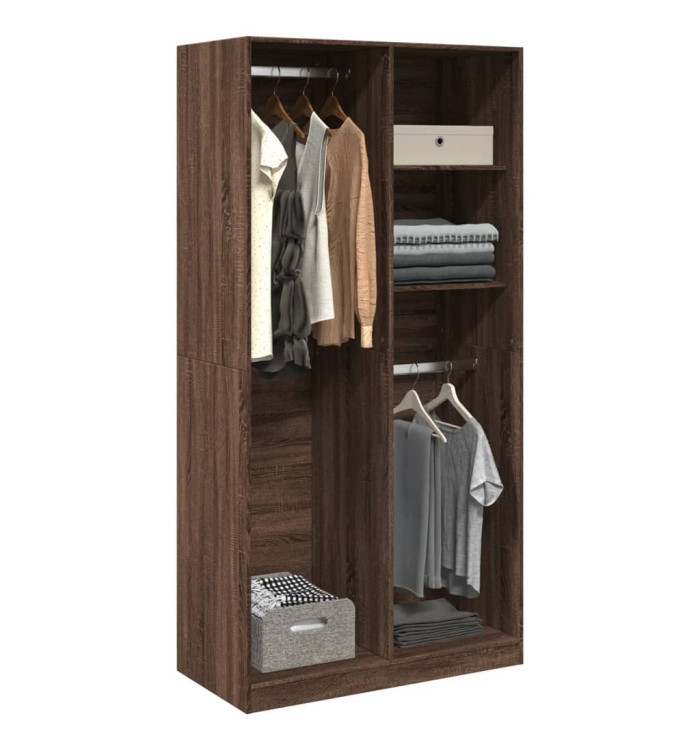 Garde-robe chêne marron 100x50x200 cm bois d'ingénierie | Mobilier & Déco