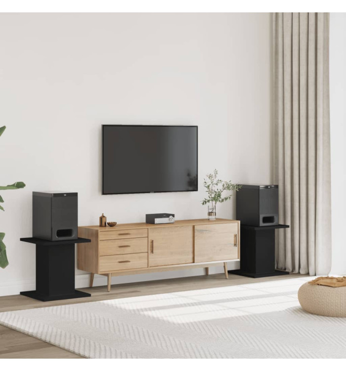 Supports de haut-parleurs 2 pcs noir bois d'ingénierie | Mobilier & Déco
