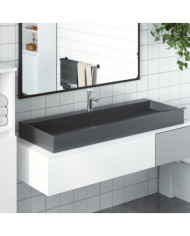 Vasque 120x46x11 cm fonte minérale/marbre anthracite | Mobilier & Déco