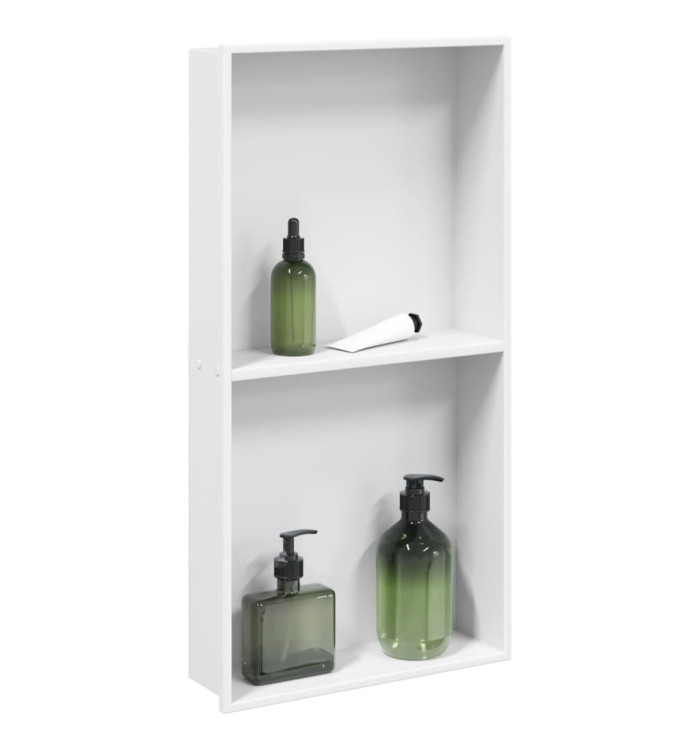 Niche de douche blanc mat 32x62x9 cm acier inoxydable | Mobilier & Déco