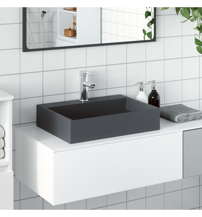 Vasque 50x38x11 cm fonte minérale/marbre anthracite | Mobilier & Déco