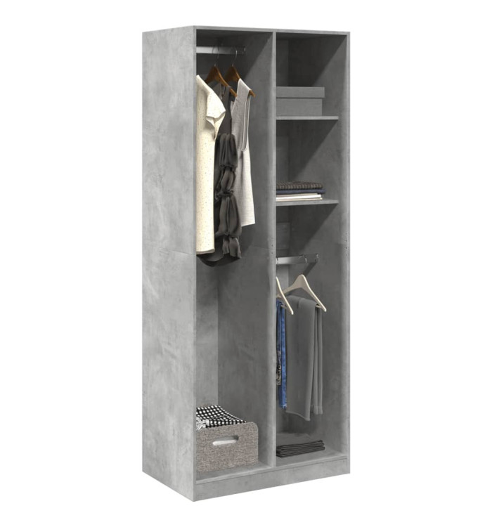 Garde-robe gris béton 80x50x200 cm bois d'ingénierie | Mobilier & Déco