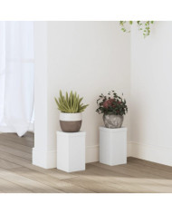 Supports pour plantes 2 pcs blanc 10x10x18 cm bois d'ingénierie | Mobilier & Déco
