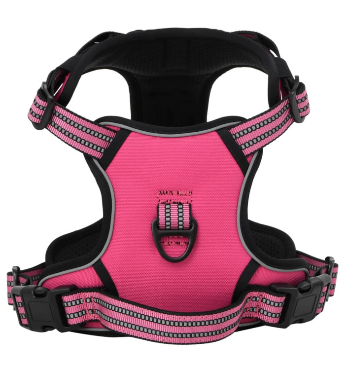 Harnais pour chien avec bandes réfléchissantes réglables rose M | Mobilier & Déco