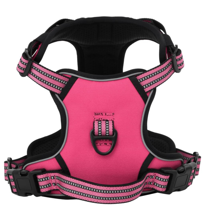 Harnais pour chien avec bandes réfléchissantes réglables rose L | Mobilier & Déco
