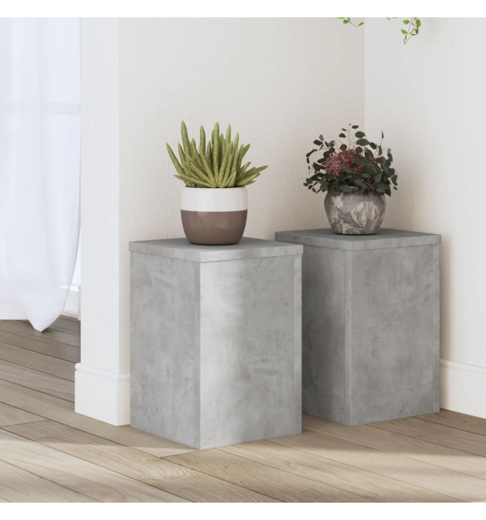 Supports pour plantes 2 pcs gris béton bois d'ingénierie | Mobilier & Déco