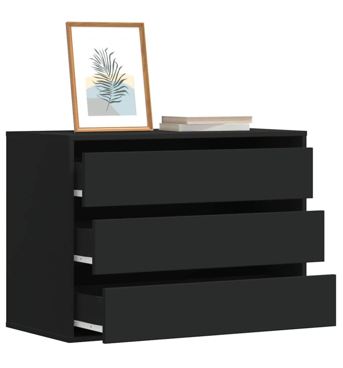 Commode d'angle noir 80x41x58 cm bois d'ingénierie | Mobilier & Déco