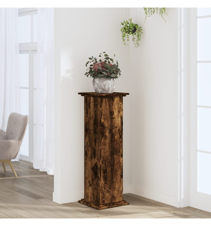 Support pour plantes chêne fumé 33x33x100 cm bois d'ingénierie | Mobilier & Déco