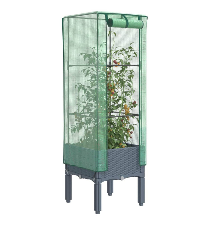 Jardinière surélevée avec housse aspect rotin 40x40x140 cm | Mobilier & Déco