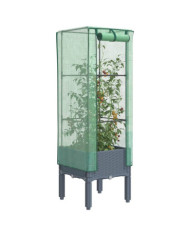 Jardinière surélevée avec housse aspect rotin 40x40x140 cm | Mobilier & Déco
