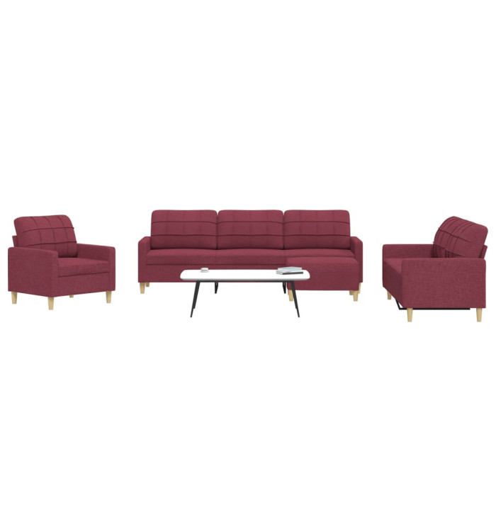 Ensemble de canapés 4 pcs avec repose-pied rouge bordeaux tissu | Mobilier & Déco