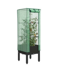 Jardinière surélevée avec housse aspect rotin 40x40x140 cm | Mobilier & Déco