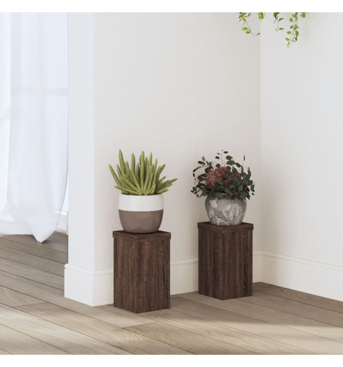 Supports pour plantes 2 pcs chêne marron bois d'ingénierie | Mobilier & Déco