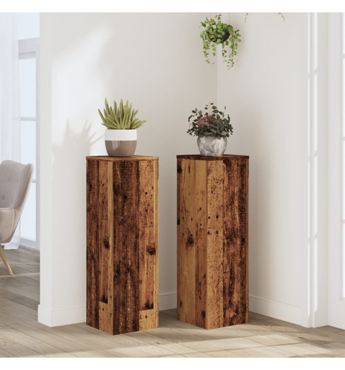 Supports pour plantes 2 pcs vieux bois bois d'ingénierie | Mobilier & Déco