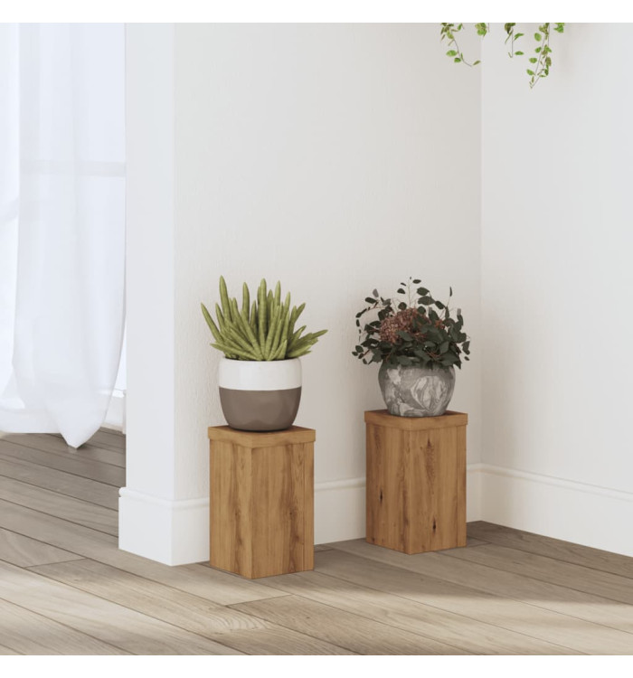 Supports pour plantes 2 pcs chêne artisanal bois d'ingénierie | Mobilier & Déco