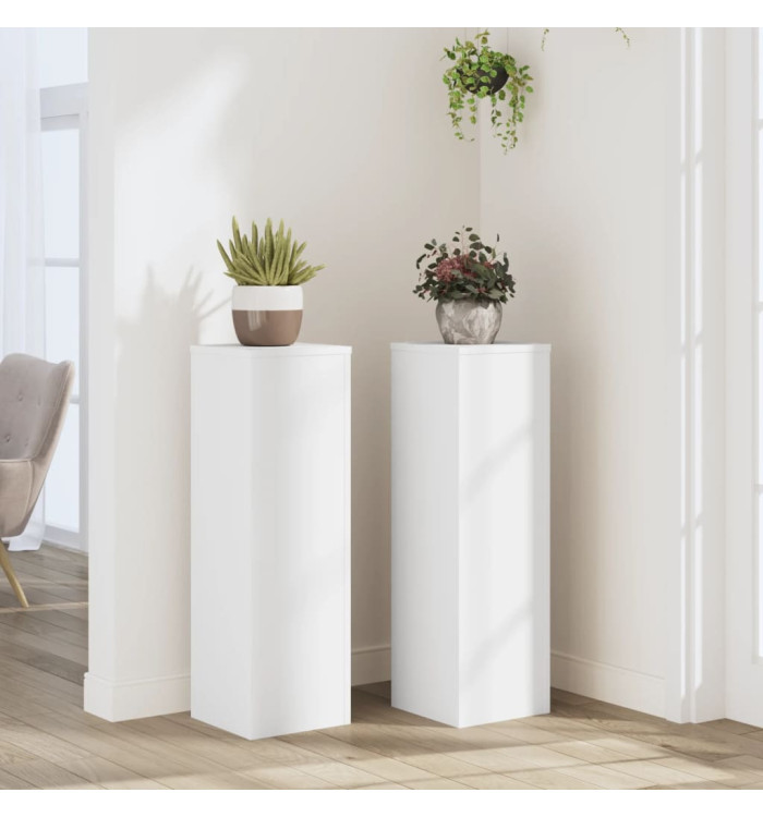 Supports pour plantes 2 pcs blanc 25x25x80 cm bois d'ingénierie | Mobilier & Déco