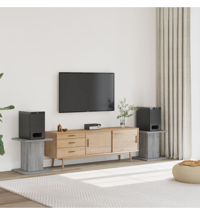 Supports de haut-parleurs 2 pcs gris sonoma bois d'ingénierie | Mobilier & Déco