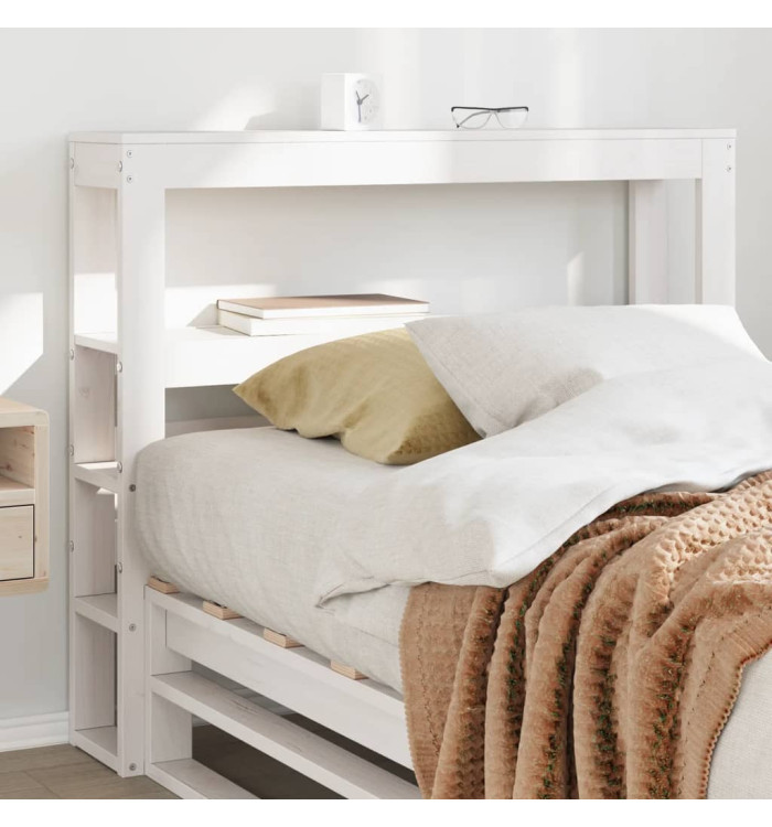 Tête de lit avec étagères blanc 100 cm bois massif de pin | Mobilier & Déco