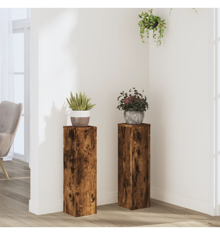 Supports pour plantes 2 pcs chêne fumé bois d'ingénierie | Mobilier & Déco