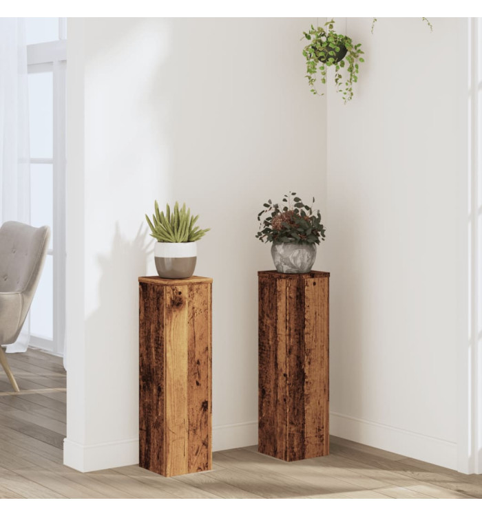 Supports pour plantes 2 pcs vieux bois bois d'ingénierie | Mobilier & Déco