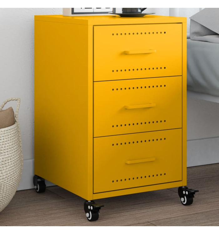 Table de chevet jaune moutarde 36x39x59 cm acier | Mobilier & Déco