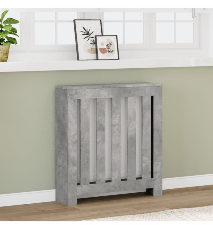 Cache-radiateur gris béton 78x20x82 cm bois d'ingénierie | Mobilier & Déco