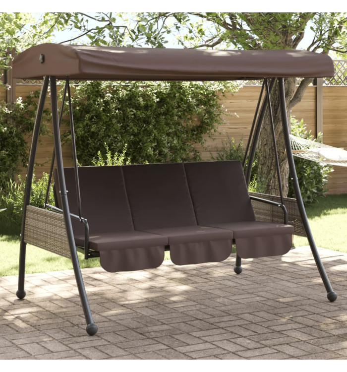Balancelle de jardin avec auvent réglable marron café acier | Mobilier & Déco