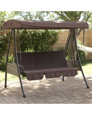 Balancelle de jardin avec auvent réglable marron café acier | Mobilier & Déco