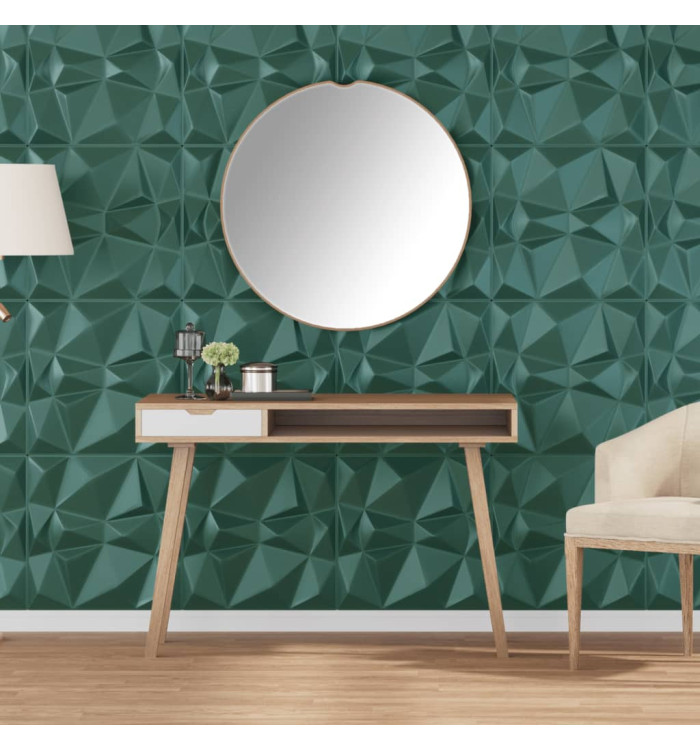 Panneaux muraux 12 pcs vert 50x50 cm XPS 3 m² losange | Mobilier & Déco