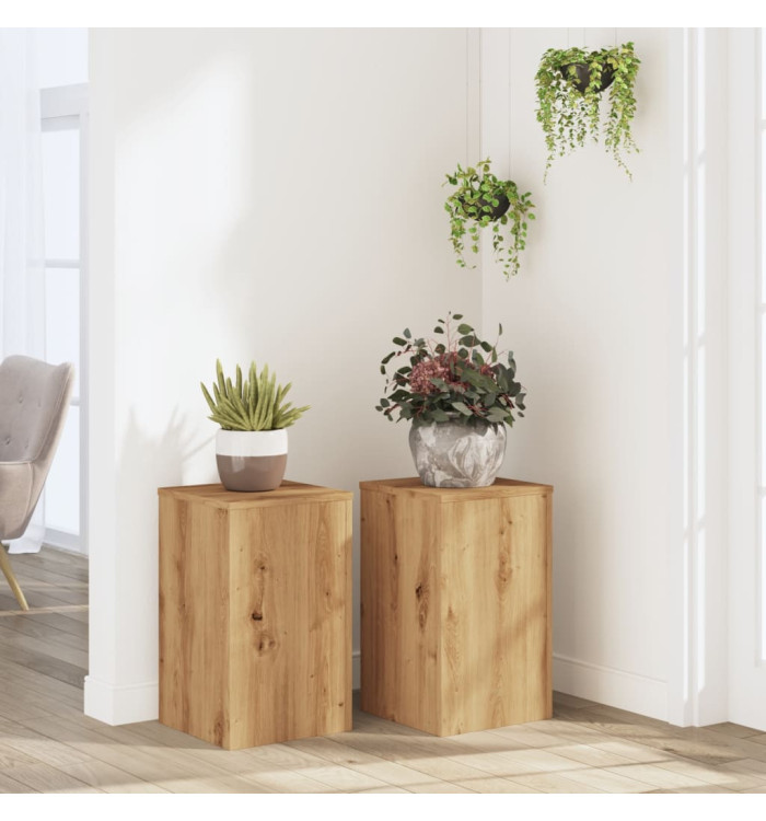Supports pour plantes 2 pcs chêne artisanal bois ingénierie | Mobilier & Déco