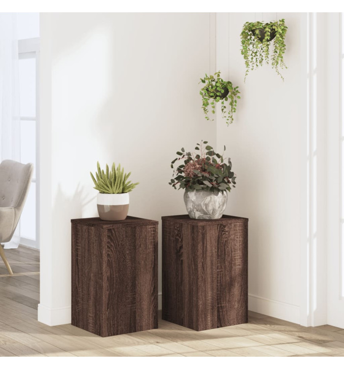 Supports pour plantes 2 pcs chêne marron bois d'ingénierie | Mobilier & Déco