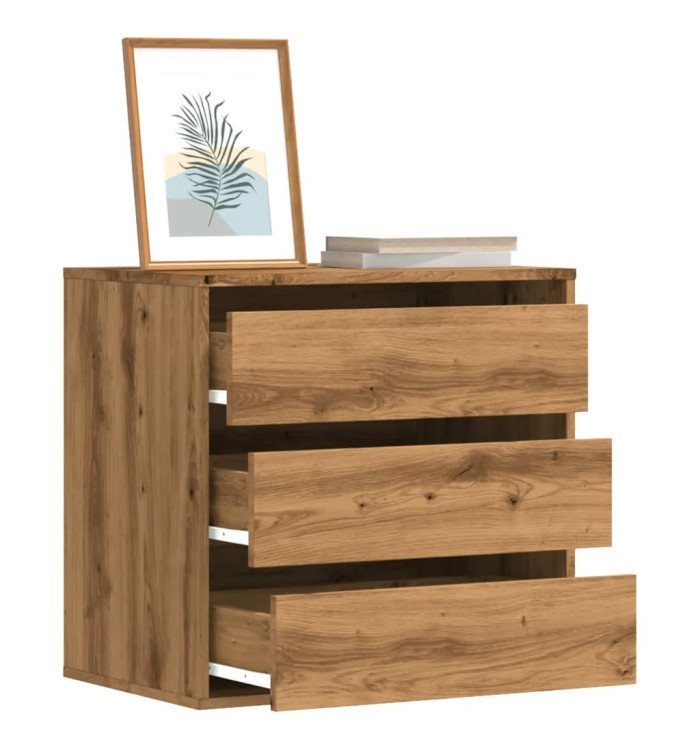Commode d'angle chêne artisanal 60x41x58 cm bois d'ingénierie | Mobilier & Déco