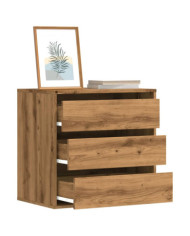 Commode d'angle chêne artisanal 60x41x58 cm bois d'ingénierie | Mobilier & Déco