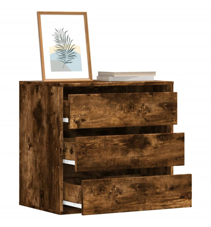 Commode d'angle chêne fumé 60x41x58 cm bois d'ingénierie | Mobilier & Déco