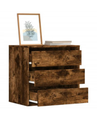 Commode d'angle chêne fumé 60x41x58 cm bois d'ingénierie | Mobilier & Déco