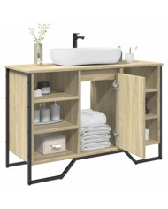 Armoire lavabo de salle de bain chêne sonoma 91x35x60 cm | Mobilier & Déco