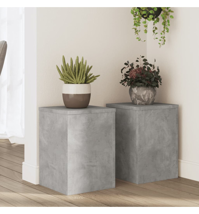 Supports pour plantes 2 pcs gris béton bois d'ingénierie | Mobilier & Déco