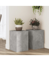 Supports pour plantes 2 pcs gris béton bois d'ingénierie | Mobilier & Déco