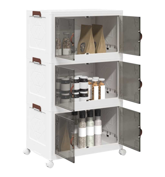 Boîte de rangement empilable avec roues à 3 niveaux 75 L | Mobilier & Déco