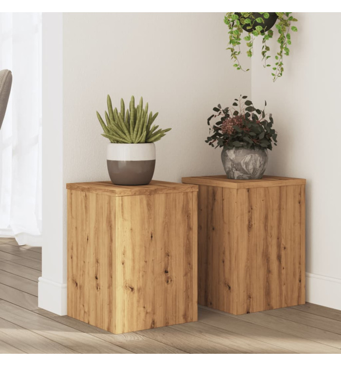 Supports pour plantes 2 pcs chêne artisanal bois d'ingénierie | Mobilier & Déco