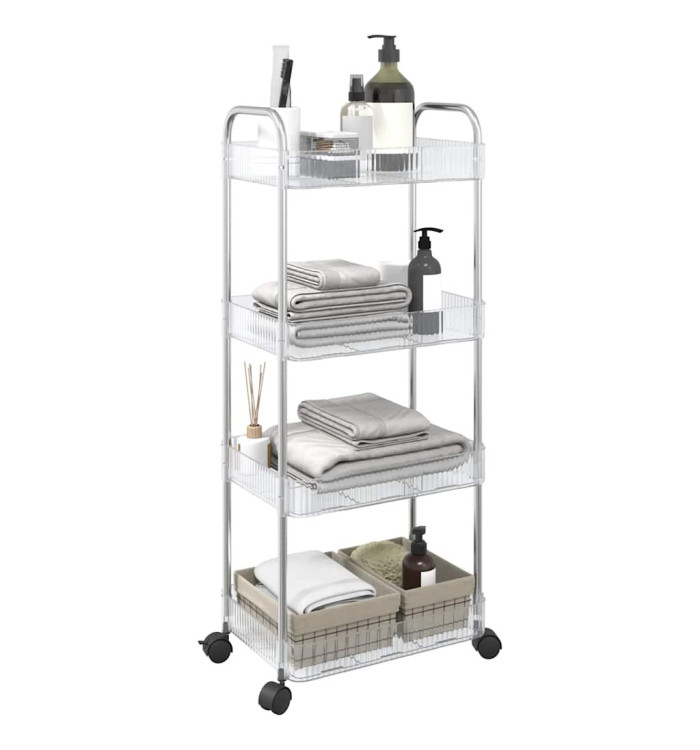 Chariot de rangement à 4 niveaux transparent acrylique | Mobilier & Déco