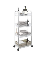 Chariot de rangement à 4 niveaux transparent acrylique | Mobilier & Déco