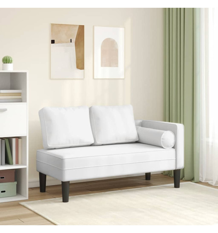 Chaise longue avec coussins blanc similicuir | Mobilier & Déco