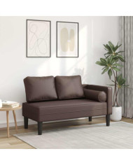 Chaise longue avec coussins marron similicuir | Mobilier & Déco