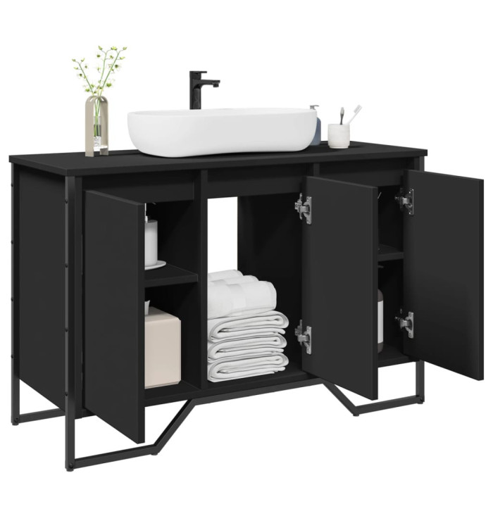 Armoire lavabo de salle de bain noir 91x35x60 cm | Mobilier & Déco
