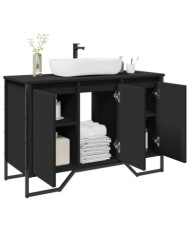 Armoire lavabo de salle de bain noir 91x35x60 cm | Mobilier & Déco