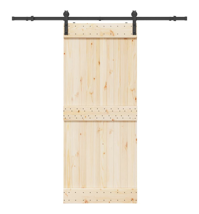 Kit de quincaillerie de porte coulissante 183 cm Acier Noir | Mobilier & Déco
