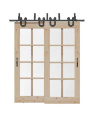 Kit de quincaillerie de porte coulissante 200 cm Acier Noir | Mobilier & Déco
